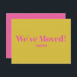 Modern We've Moved New Home Moving | Yellow Postcard<br><div class="desc">Modern We've Moved New Home Moving Announcement Postcard in Hot Pink and Lime Chartreuse</div>