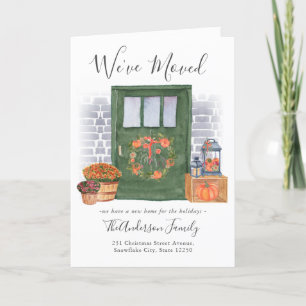 Modern We've Moved Pumpkin Door Holiday Moving Announcement