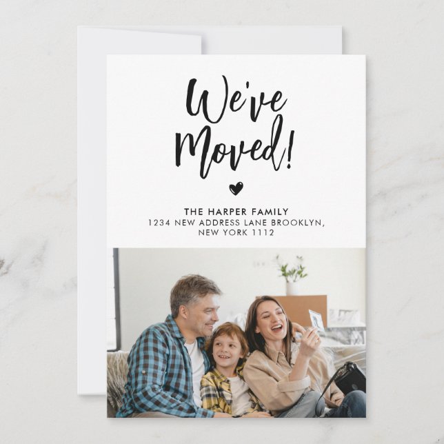Modern We've Moved Script Photo Moving Announcement (Front)