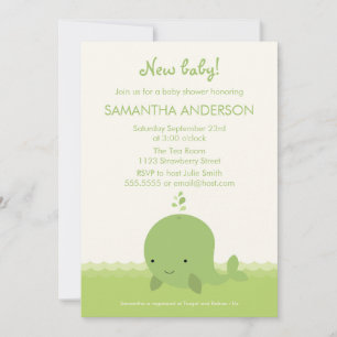 Modern Whale Baby Shower Invitation - Boy/Girl
