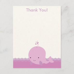 Modern Whale Baby Shower Thank You Flat Card
