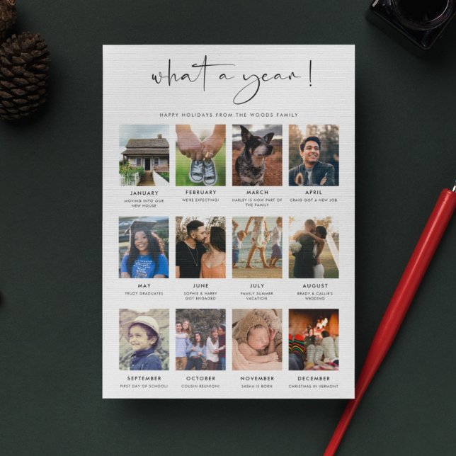 Modern What a Year 12 Photo Review Holiday Card (Creator Uploaded)