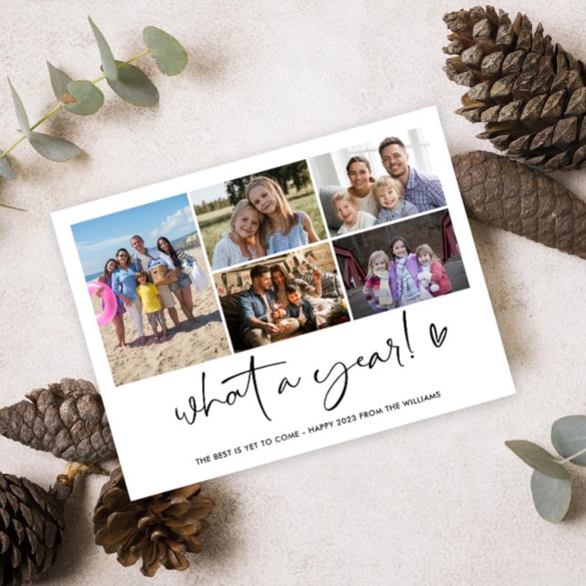 Modern What A Year Photo Collage  Holiday Postcard (Creator Uploaded)