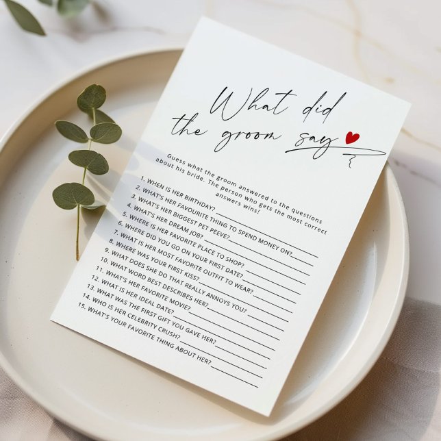 Modern What did the groom say bridal shower game (Creator Uploaded)