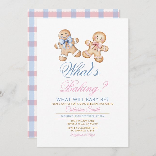 Modern What’s Baking Gingerbread Gender Reveal Invitation (Front/Back)