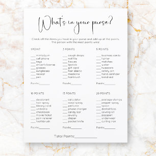 Modern What's In Your Purse Bridal Shower Game