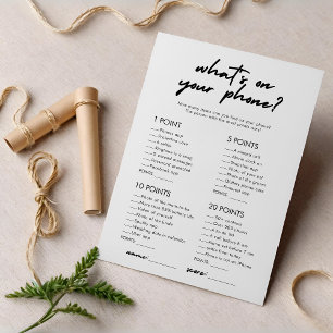 Modern What's on Your Phone Bridal Shower Game Invitation