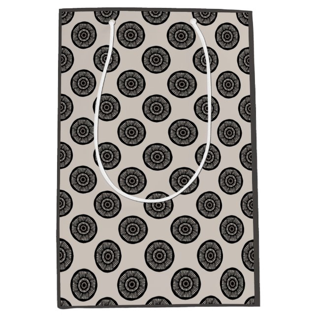 Modern Wheel Pattern Mocha Brown Taupe Medium Gift Bag (Front)