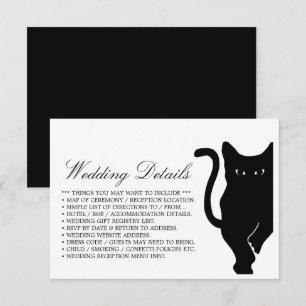 Modern Whimsical Black Cat Wedding Detail Enclosure Card