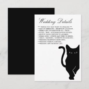 Modern Whimsical Black Cat Wedding Detail Enclosure Card