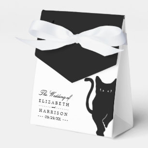 Modern Whimsical Black Cat Wedding Favour Box