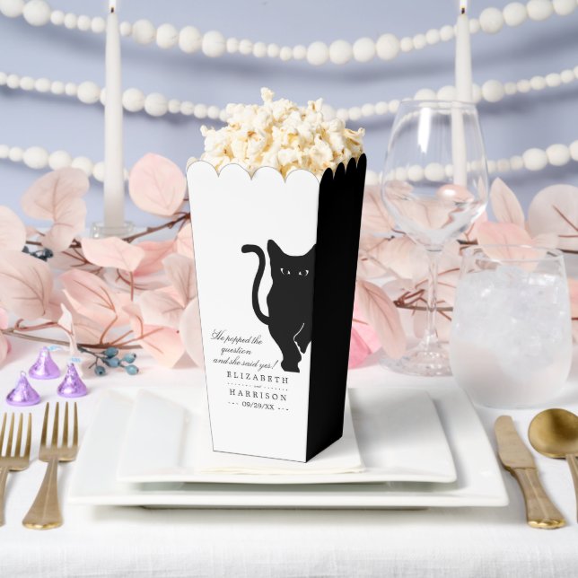 Modern Whimsical Black Cat Wedding Favour Box (Wedding)