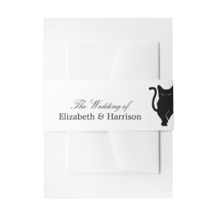 Modern Whimsical Black Cat Wedding Invitation Belly Band