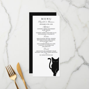 Modern Whimsical Black Cat Wedding Menu
