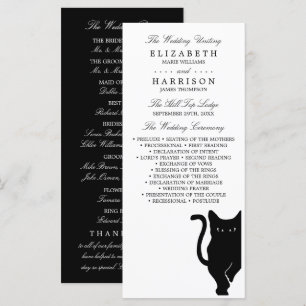 Modern Whimsical Black Cat Wedding Programme