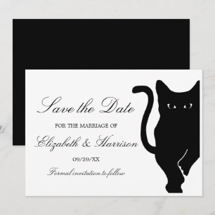 Modern Whimsical Black Cat Wedding Save The Date