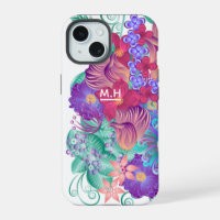 Modern Whimsical Botanical Art Monogram