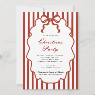 Modern Whimsical  Bow Illustrated Christmas Party  Invitation