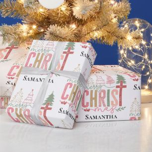 Modern Whimsical Christ Mas Customizable Christmas Wrapping Paper
