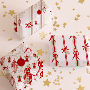 Modern Whimsical Christmas Ornaments Wrapping Paper Sheet