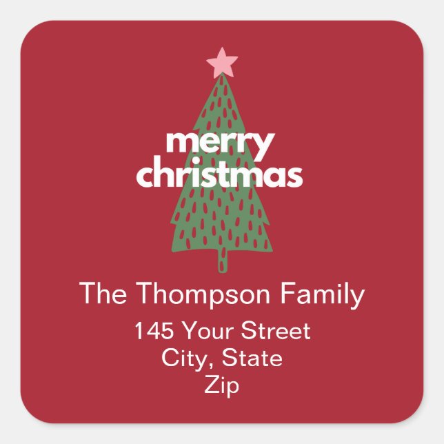 Modern Whimsical Christmas Return Address Label (Front)