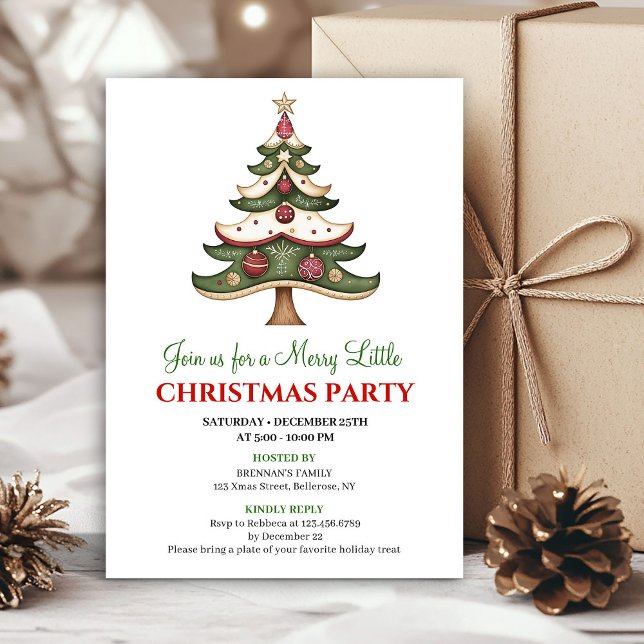 Modern whimsical Christmas tree Christmas invite (Modern whimsical Christmas tree Christmas invite)