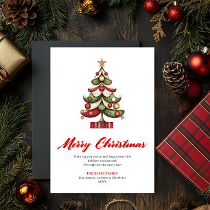 Modern Whimsical Christmas Tree Greeting Design Holiday Card