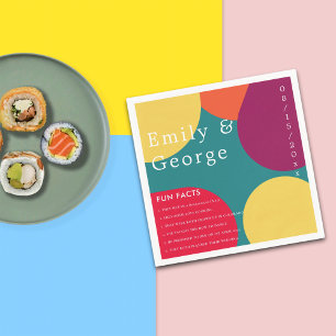 Modern Whimsical Colourful Groovy Fun Facts Weddin Napkin