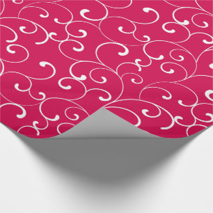 Modern Whimsical Curls Raspberry Wrapping Paper