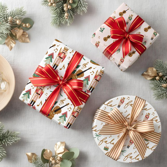 Modern Whimsical Fa La La Nutcracker Christmas Wrapping Paper Sheet (Modern Whimsical Fa La La Nutcracker Christmas Wrapping Paper Sheets)