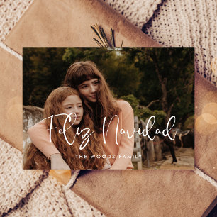 Modern whimsical Feliz Navidad Christmas photo Postcard