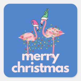 Modern Whimsical Flamingo Christmas Stickers