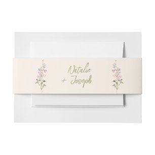 Modern Whimsical Floral Wildflower Summer Wedding Invitation Belly Band