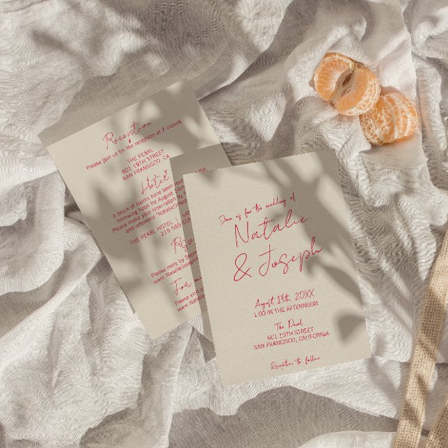 Modern Whimsical Fun Retro All In One Wedding    Invitation (Creator Uploaded)