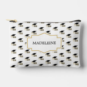 Modern Whimsical Gold Black Graduation Cap Accessory Pouch