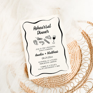 Modern & Whimsical Hand Drawn Rehearsal Dinner Invitation