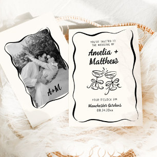 Modern & Whimsical Hand Drawn Wedding Invitation