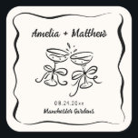Modern & Whimsical Hand Drawn Wedding Square Sticker<br><div class="desc">The "Modern & Whimsical Hand Drawn Wedding" collection exudes a playful yet elegant charm with its free-spirited design. Featuring quirky hand-drawn illustrations of wedding items, this suite brings a lighthearted and joyful vibe to wedding celebrations. The whimsical border and modern, casual font add a personal touch while maintaining a chic...</div>