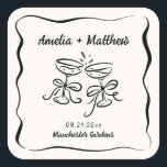 Modern & Whimsical Hand Drawn Wedding Square Sticker<br><div class="desc">The "Modern & Whimsical Hand Drawn Wedding" collection exudes a playful yet elegant charm with its free-spirited design. Featuring quirky hand-drawn illustrations of wedding items, this suite brings a lighthearted and joyful vibe to wedding celebrations. The whimsical border and modern, casual font add a personal touch while maintaining a chic...</div>
