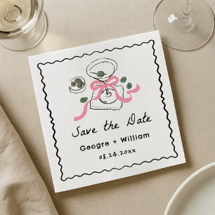 Modern & Whimsical Martini Hand Drawn Wedding Napkin