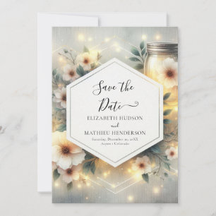 Modern Whimsical Mason Jar Wedding Save The Date