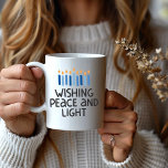 Modern Whimsical Menorah Hanukkah Mug<br><div class="desc">Charming and contemporary,  this fun,  colourful Hanukkah coffee mug comes in a large 15 oz. size,  with an alternative 11 oz. option available. It features a simple menorah design in blue and yellow and is both microwave and dishwasher safe.</div>