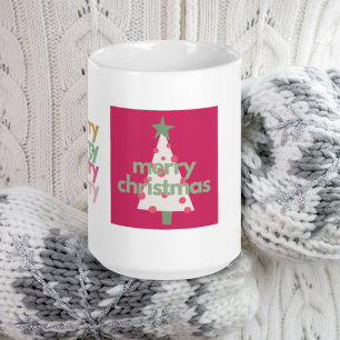 Modern Whimsical Merry Pink Christmas Mug