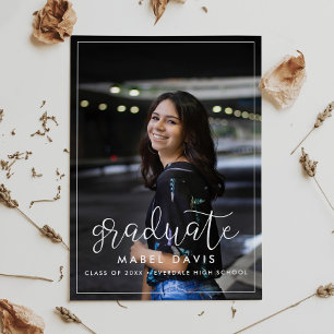 Modern whimsical Photo graduation invitation