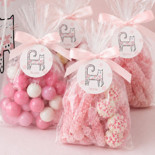 Modern Whimsical Pink Cat Purrfect Party Favour Tags