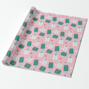 Modern Whimsical Pink Christmas  Wrapping Paper