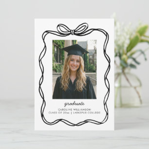 Modern Whimsical Ribbon Bow Photo Graduation  Announcement