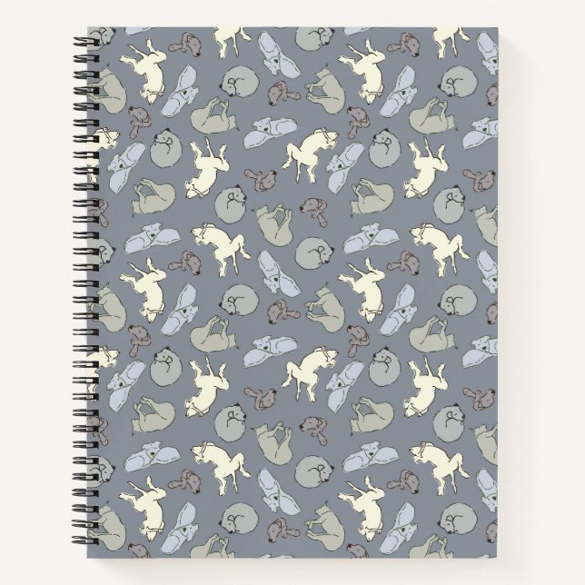 Modern Whimsical Sleeping Dogs - Vanilla on Grey Notebook (Front)