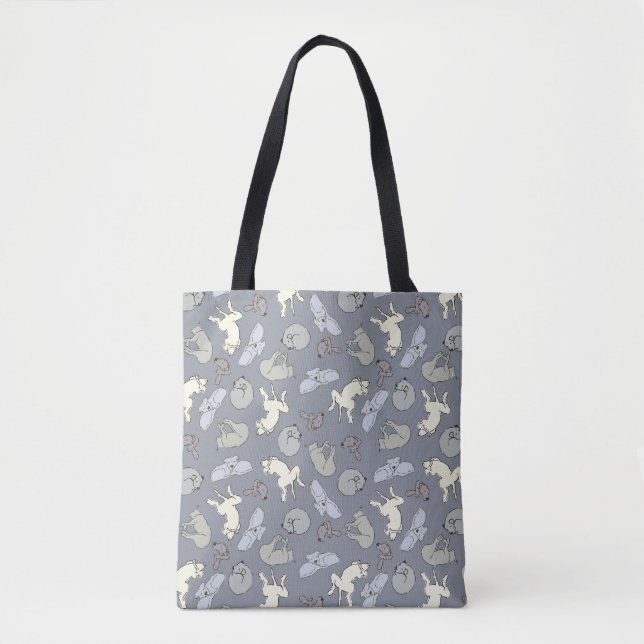 Modern Whimsical Sleeping Dogs - Vanilla on  Grey Tote Bag (Front)