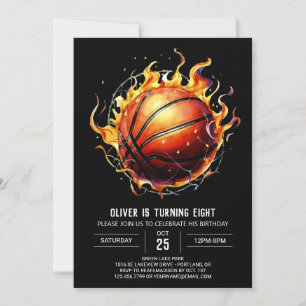 Modern Whimsical Sport Basketball Birthday  Invitation